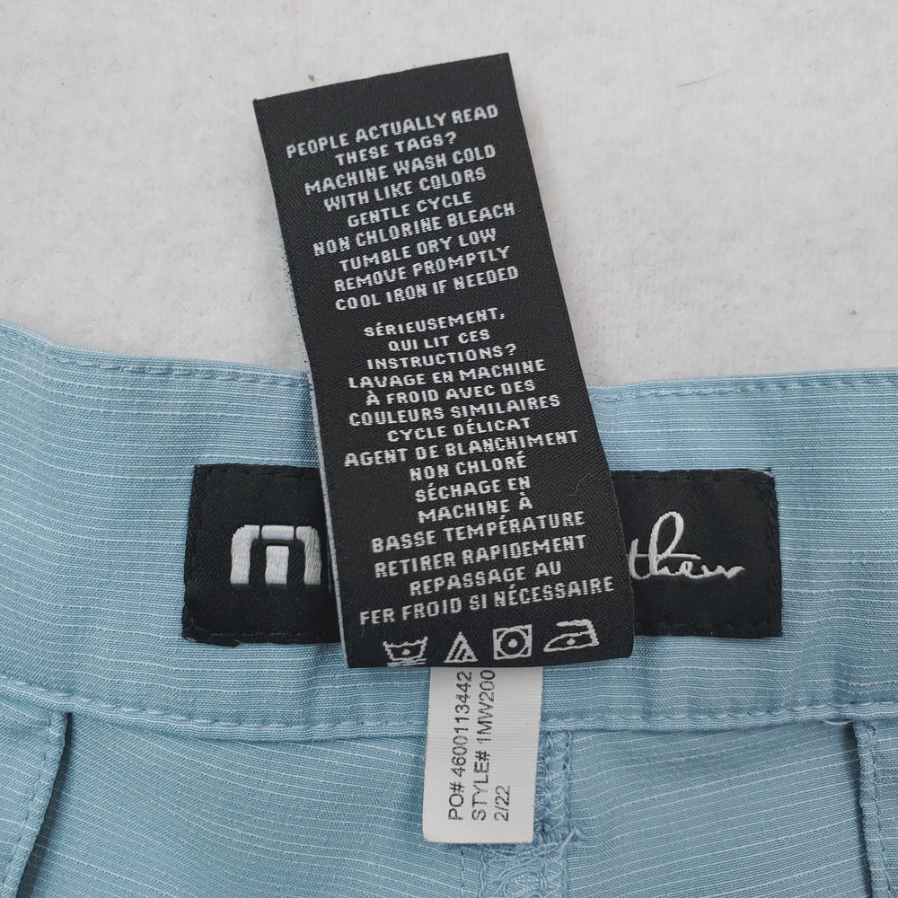 Travis Mathew Shorts Mens 36 Blue Pinstripe Chino Golf Stretch Performance 9" - Picture 5 of 10